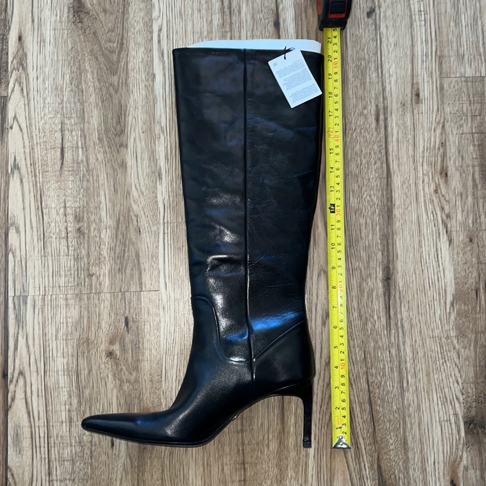 NEW! Zara 3.1” Heeled Leather Knee Boots Size 41 - Picture 14 of 14